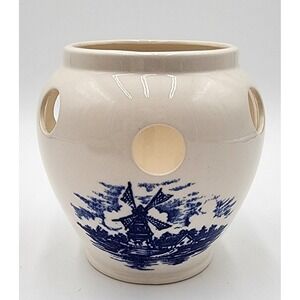 Ceramic Onion Keeper Blue‎ Windmill Design Kitchen Storage Container